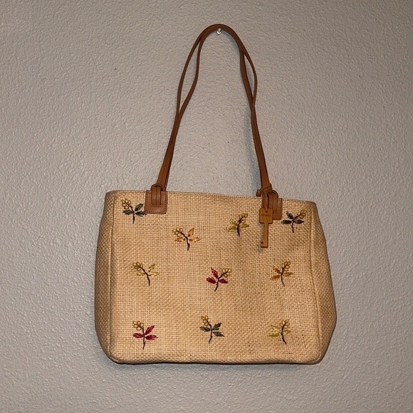Fossil | vintage straw bag with flowers - Picture 1 of 10